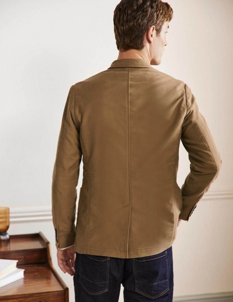 Khaki Men's Boden Classic Fit Moleskin Blazers | 41805RVYF