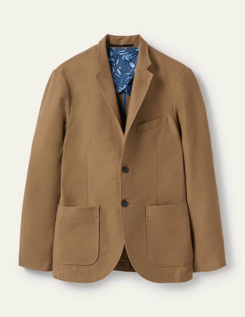 Khaki Men's Boden Classic Fit Moleskin Blazers | 41805RVYF