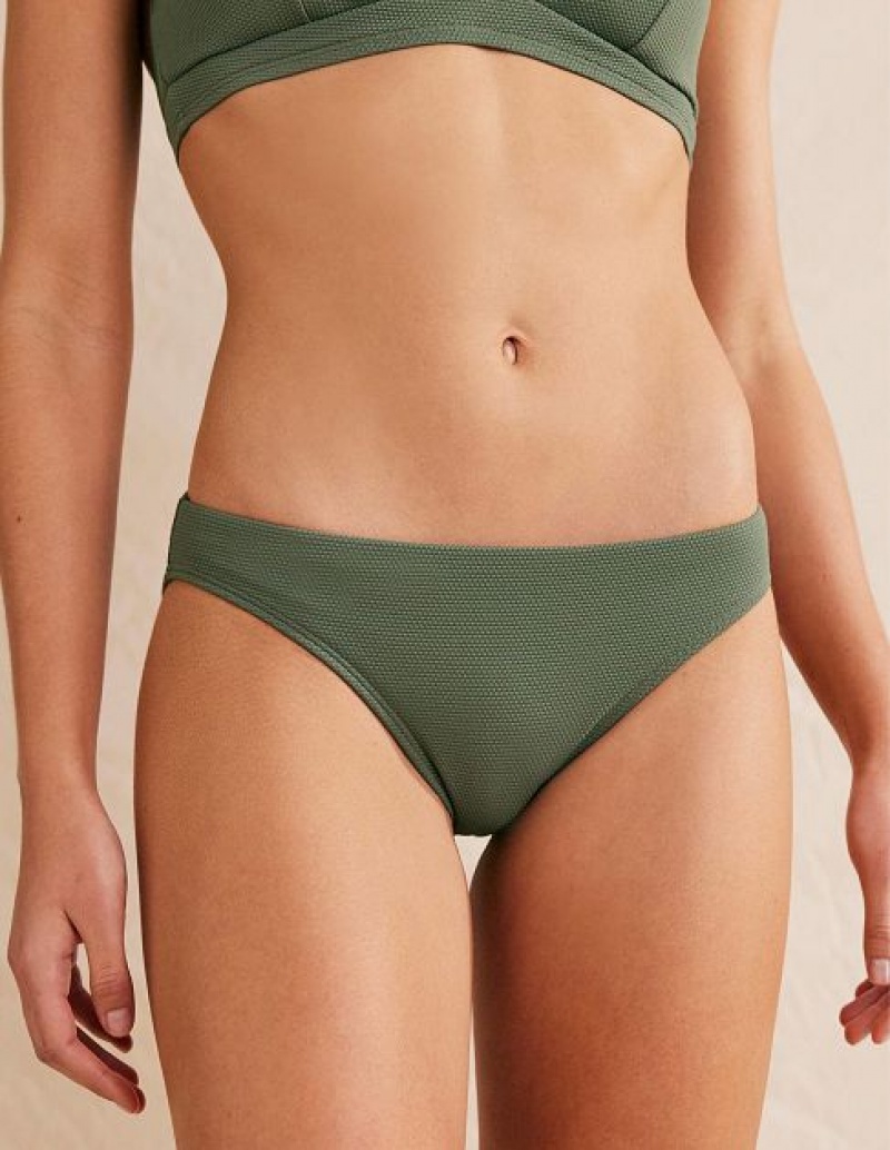 Khaki Women's Boden Arezzo Texture Bikini Bottoms | 69752KIJS