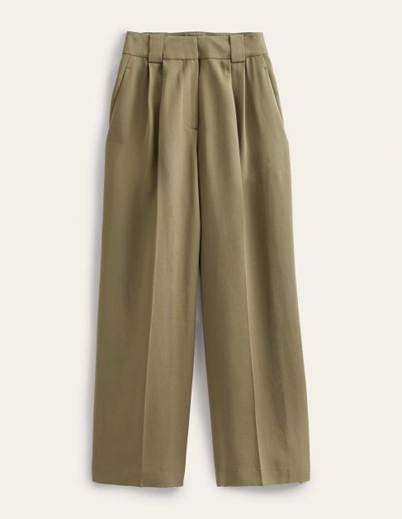 Khaki Women's Boden Islington Wide Leg Pants | 10879HCXP