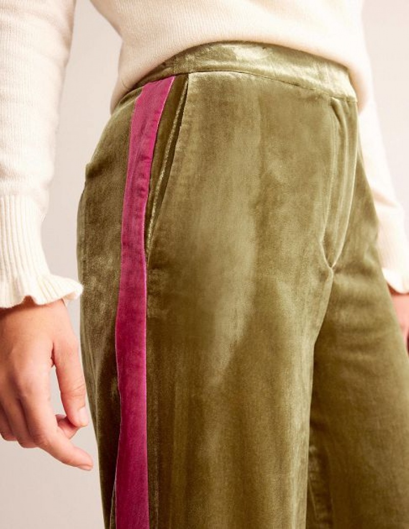 Khaki Women's Boden Westbourne Velvet Pants | 81953EGAU