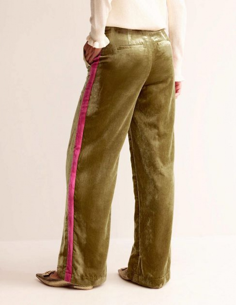 Khaki Women's Boden Westbourne Velvet Pants | 81953EGAU