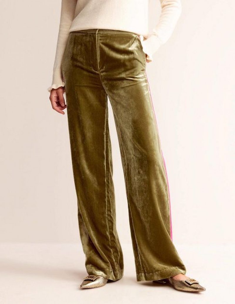 Khaki Women's Boden Westbourne Velvet Pants | 81953EGAU