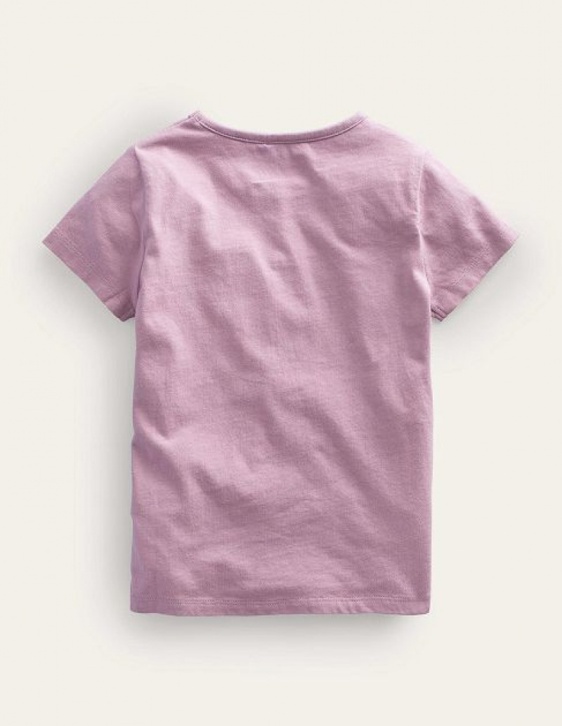 Lavender Kids' Boden Applique T-Shirt | 73915NEZJ