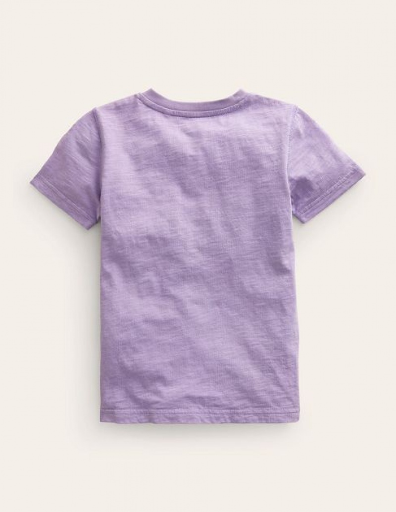 Lavender Kids' Boden Washed Cotton Henley T-Shirt | 19468NFUT