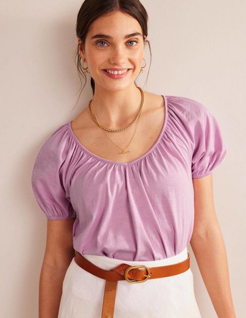 Lavender Women's Boden V-neck Jersey Swing Tops | 70516TPIV