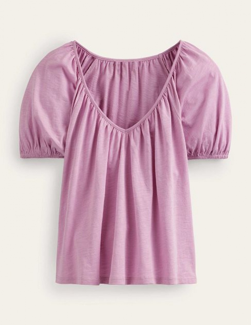 Lavender Women's Boden V-neck Jersey Swing Tops | 70516TPIV