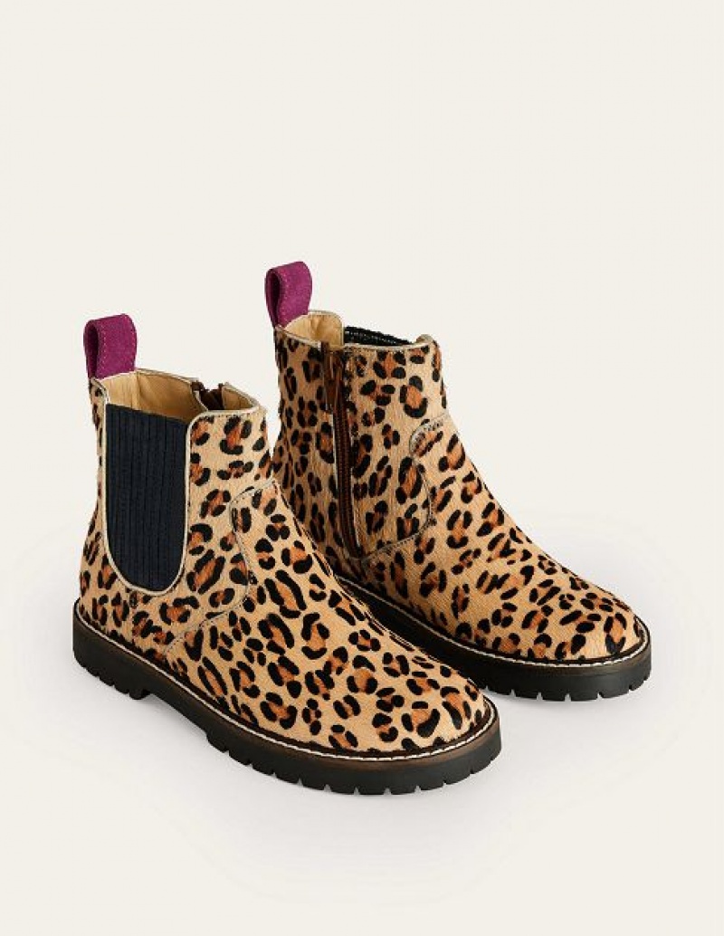 Leopard Kids' Boden Leather Chelsea Boots | 60983XDFV