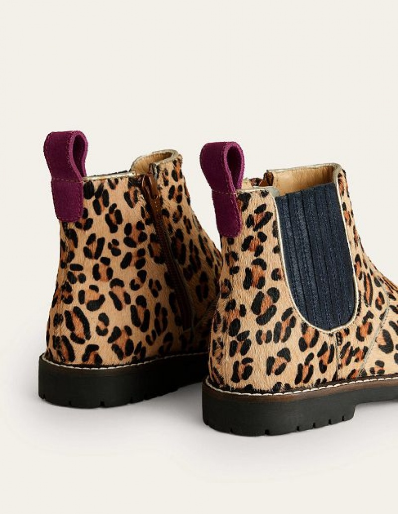 Leopard Kids' Boden Leather Chelsea Boots | 60983XDFV