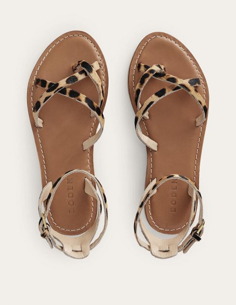 Leopard Women's Boden Easy Flat Sandals | 65012QIYJ