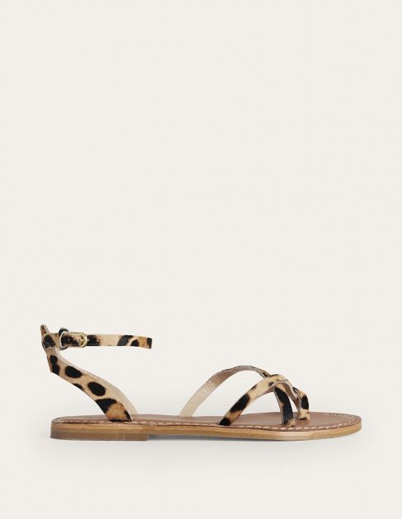 Leopard Women\'s Boden Easy Flat Sandals | 65012QIYJ