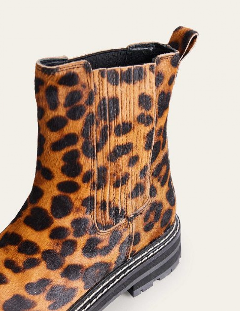 Leopard Women's Boden Sadie Chunky Chelsea Boots | 50782NCMU