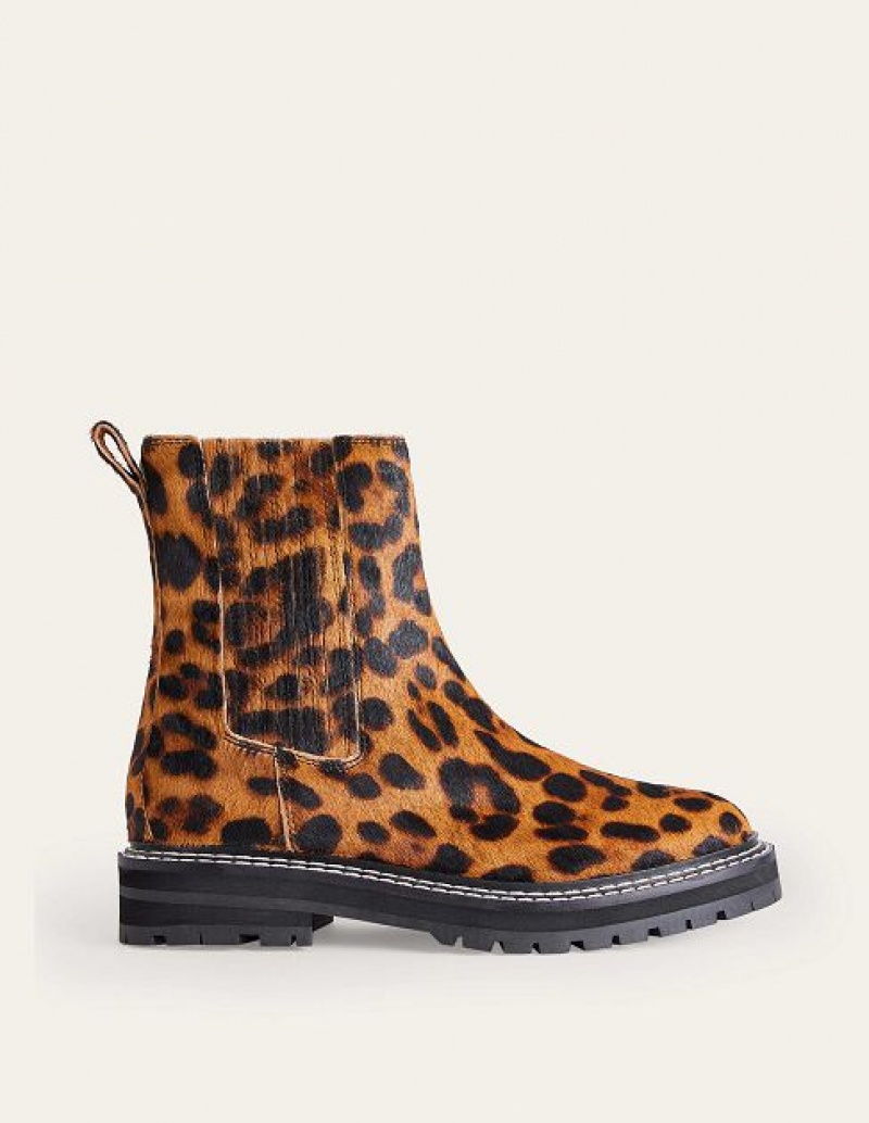 Leopard Women\'s Boden Sadie Chunky Chelsea Boots | 50782NCMU