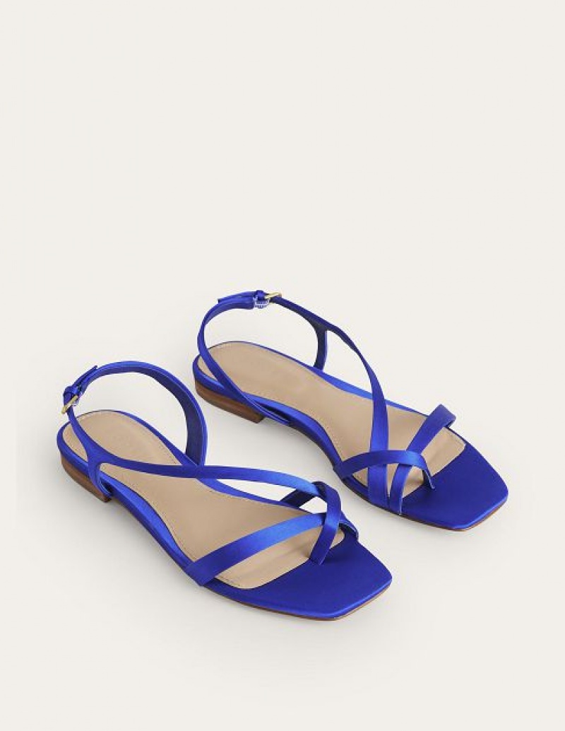 Light Blue Women's Boden Satin Toe Loop Flat Sandals | 52179YIZA