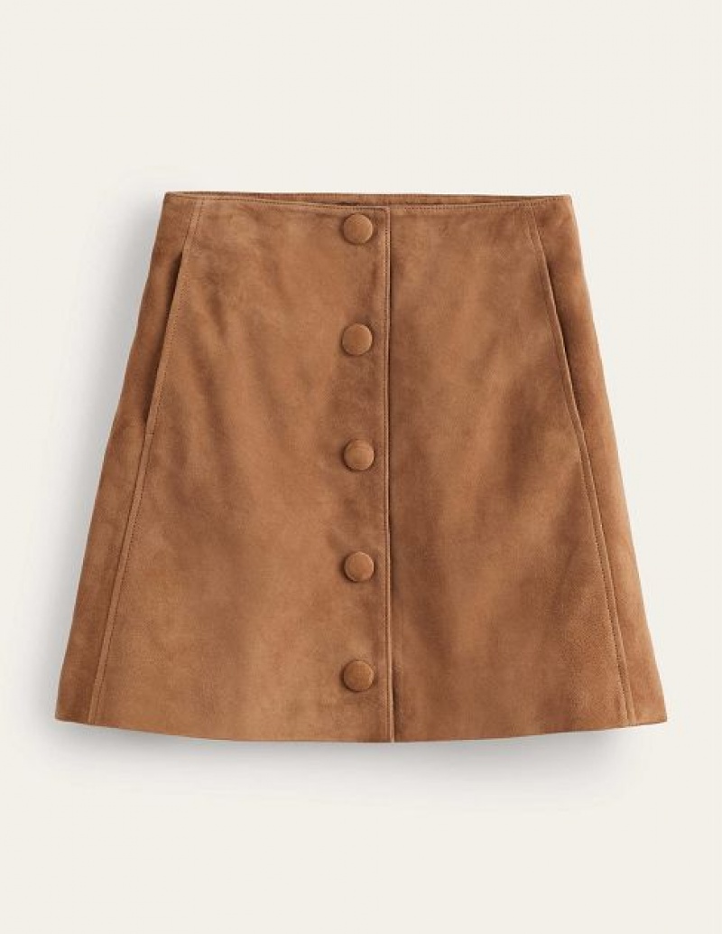 Light Brown Women's Boden Suede A-line Skirts | 52863JIGO