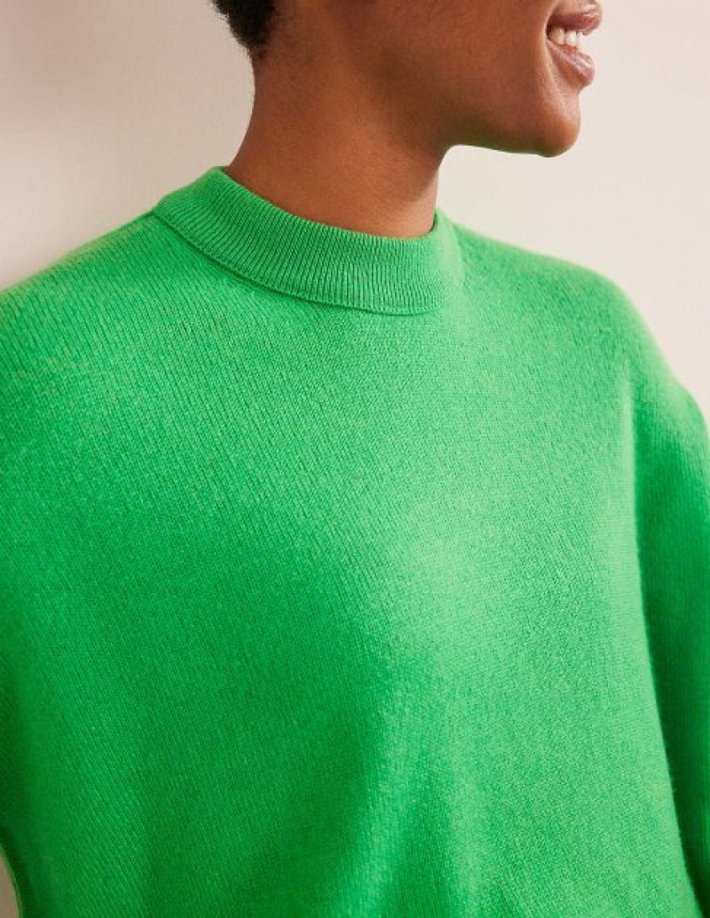 Light Green Women's Boden Cashmere Boyfriend Sweaters | 74582XKAH