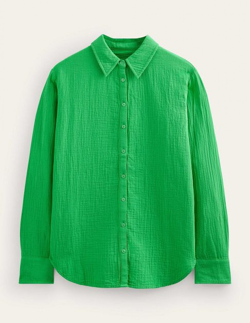 Light Green Women's Boden Cotton Texture Shirts | 26418OITA