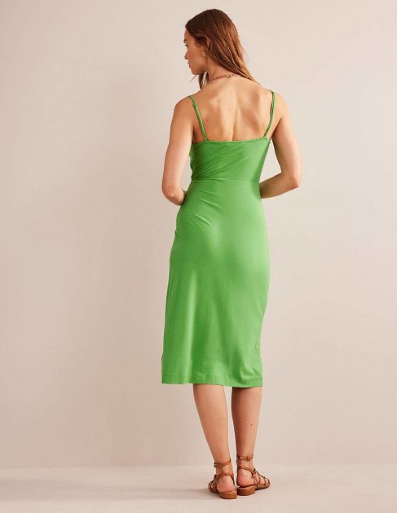 Light Green Women's Boden Gathered Jersey Midi Dress | 52178CVZT