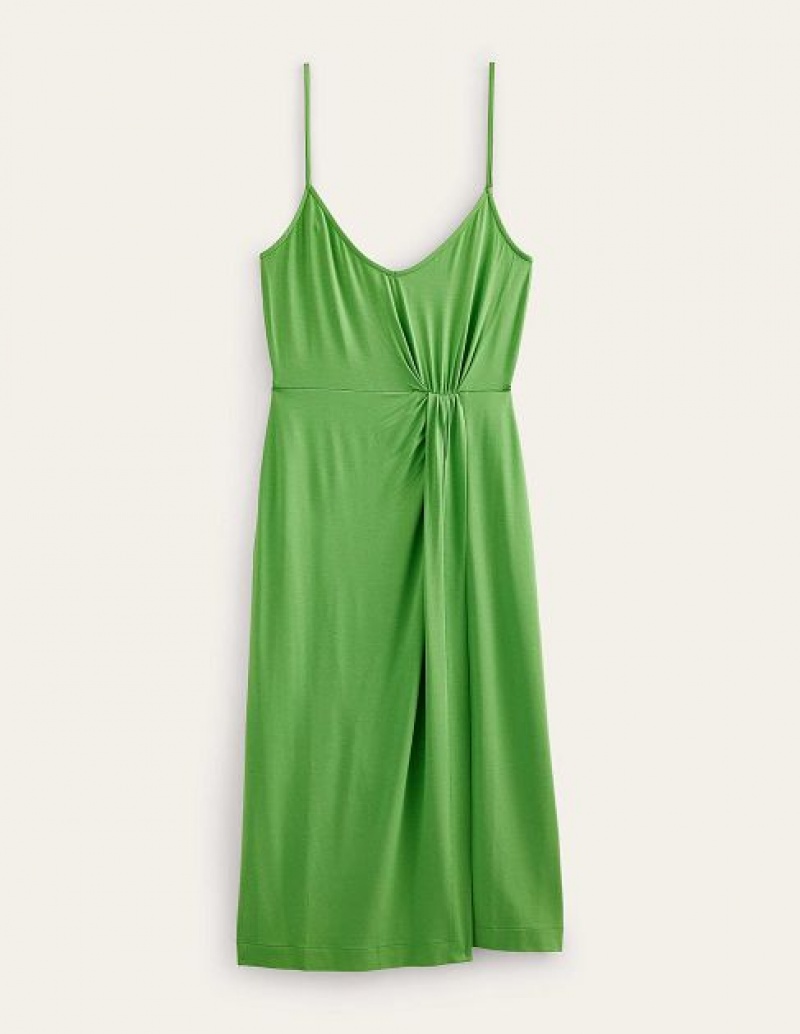 Light Green Women's Boden Gathered Jersey Midi Dress | 52178CVZT