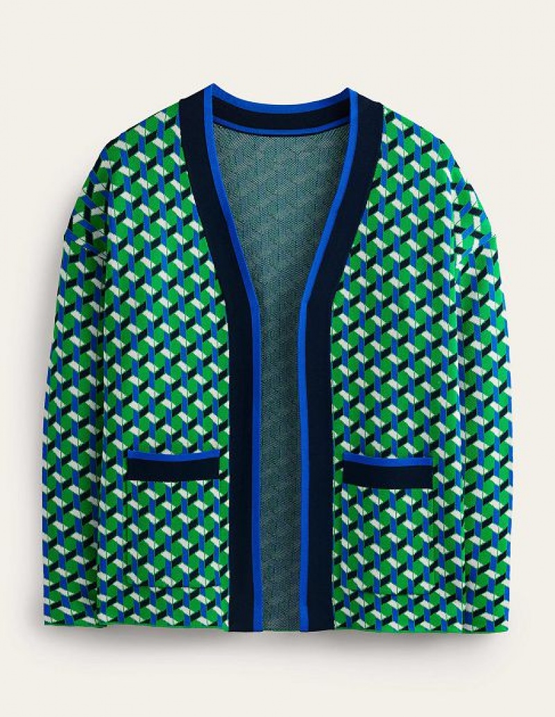 Light Green Women's Boden Jacquard Cardigan | 57382AOEJ