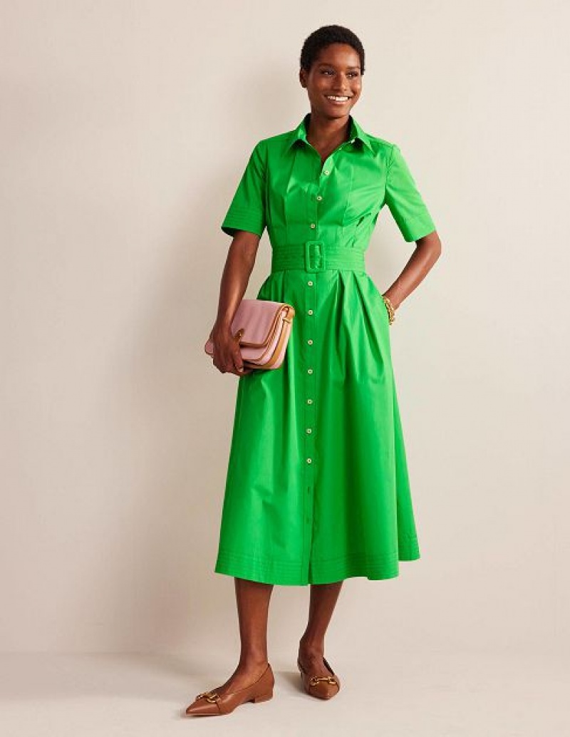 Light Green Women\'s Boden Pippa Shirt Dress | 69108NGSH