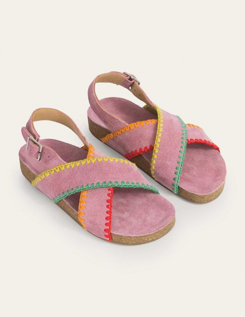 Light Pink Kids' Boden Crossover Sandals | 04261RHDU