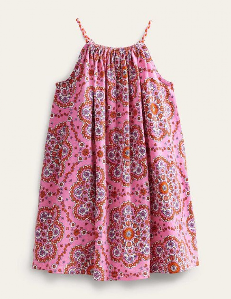 Light Pink Kids' Boden Plaited Strap Dress | 62304YHGA