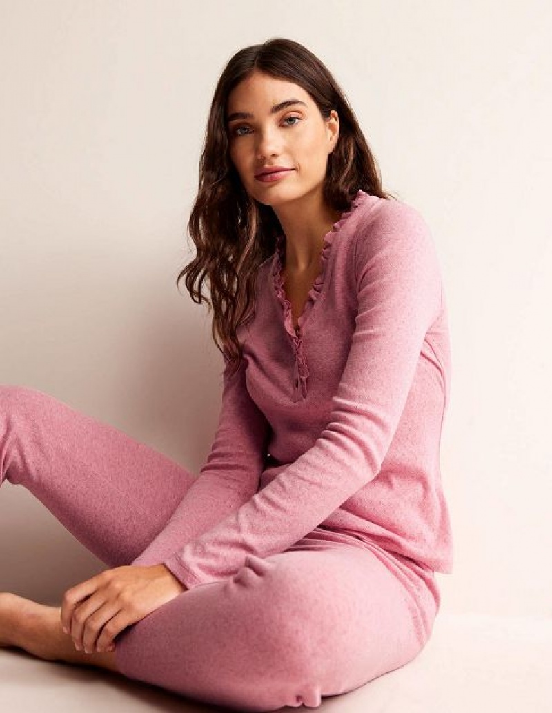 Light Pink Women's Boden Long-sleeve Jersey Pajamas | 52491MLRF