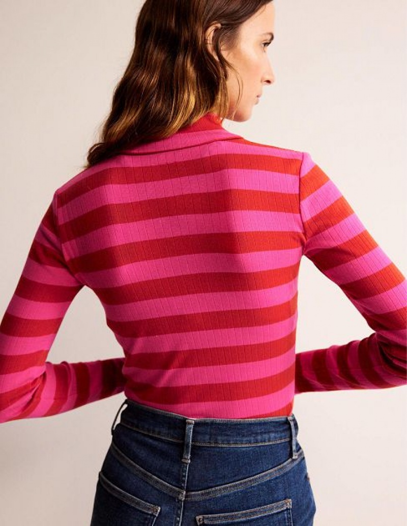 Light Red / Pink Women's Boden Anna Rib Roll Neck Tops | 09865AUIT