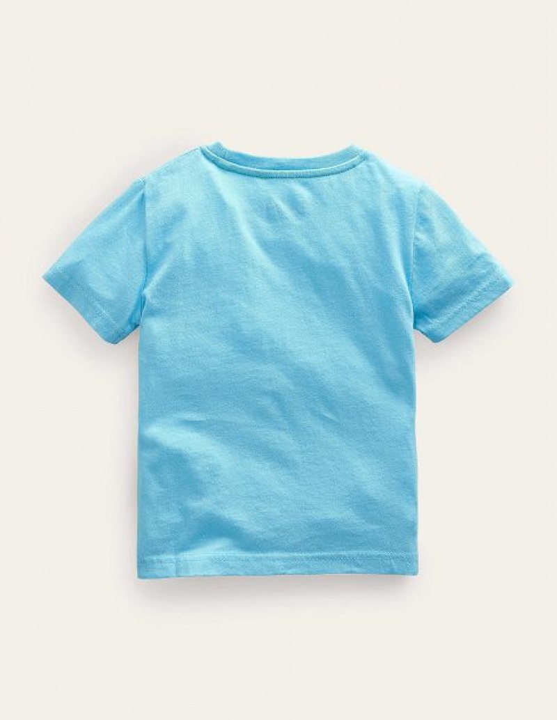 Light Turquoise Blue Kids' Boden Transportation Logo T-Shirt | 72986JANI