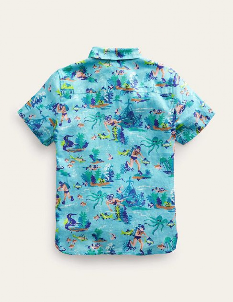 Light Turquoise Kids' Boden Vacation Shirts | 87216TWYC