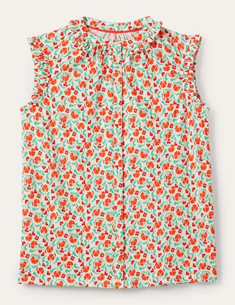 Light Women's Boden Frill Detail Grown On Shirts | 17604VZGF