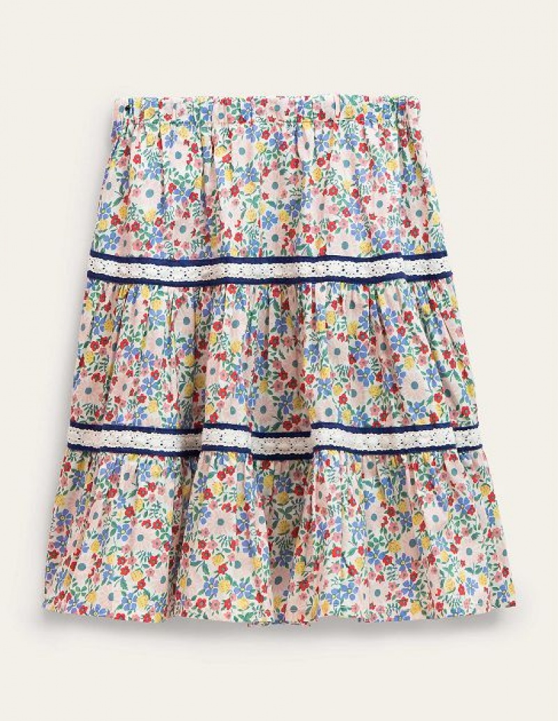 Light Yellow Kids' Boden Tiered Skirts | 10639VCSA