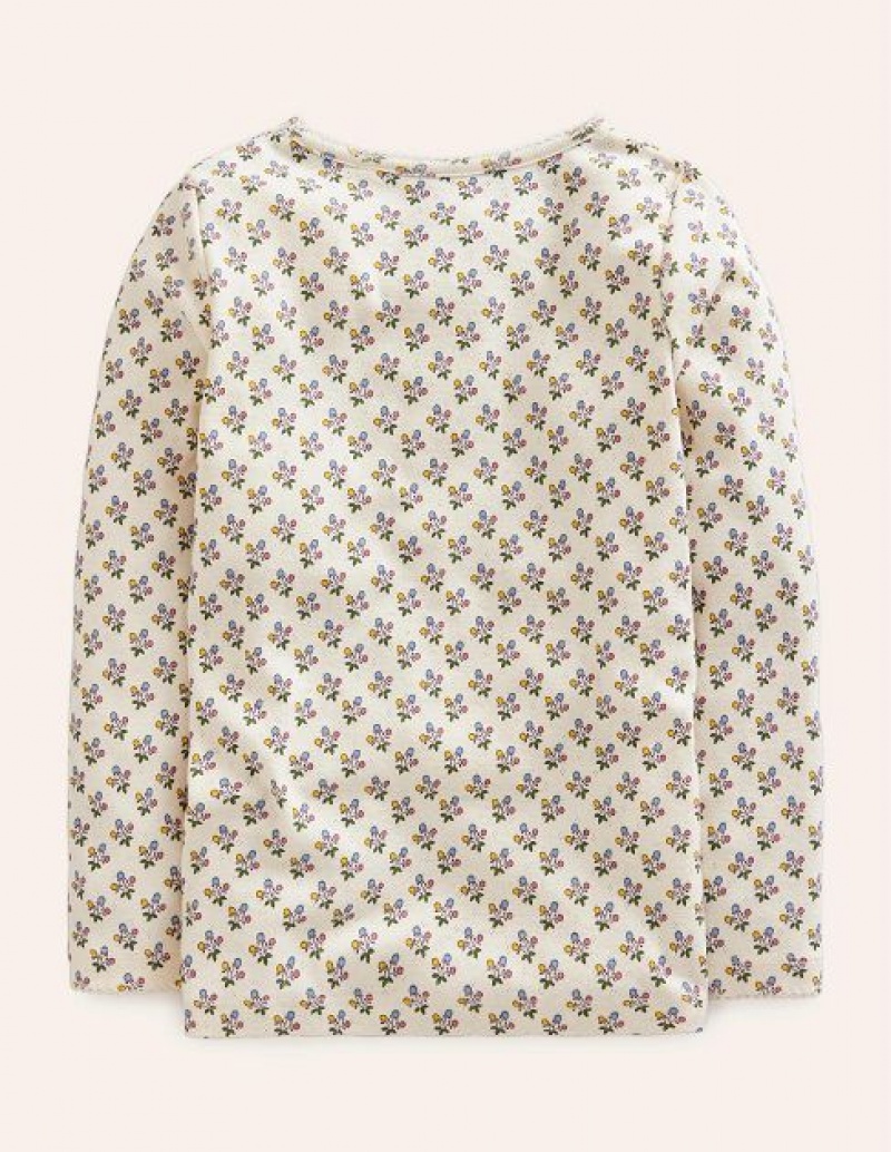 Light Yellow / Mustard Kids' Boden Long Sleeve Pointelle Tops | 08642DKCE