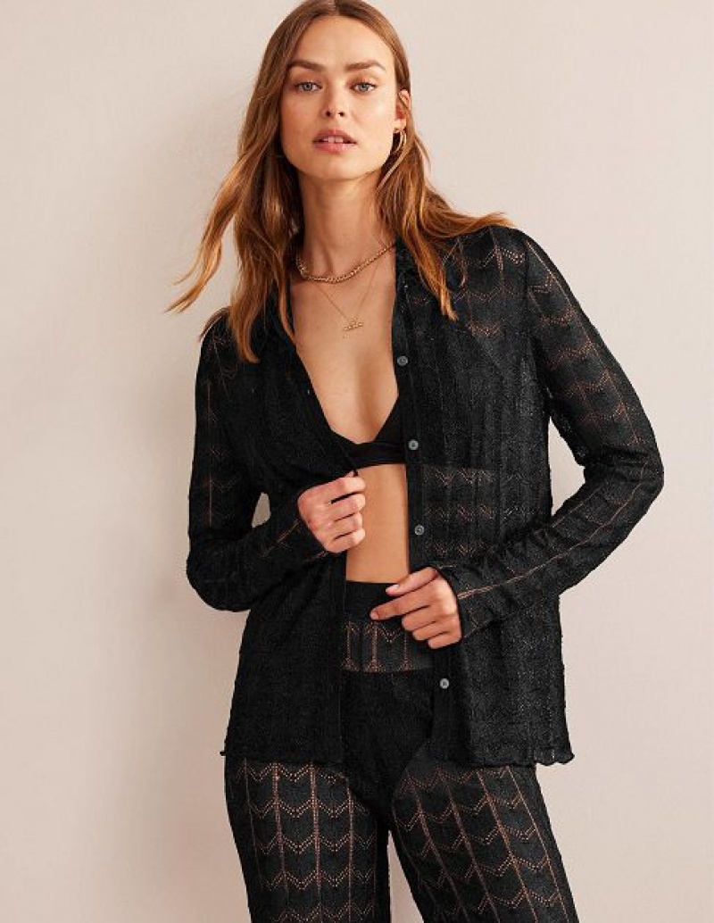 Metal Black Women's Boden Beach Shirts | 92750MUJB