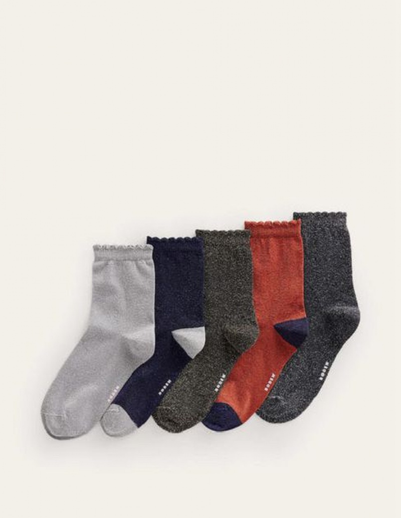 Metal Women's Boden 5-pack Sparkle Ankle Socks | 94876XWQO