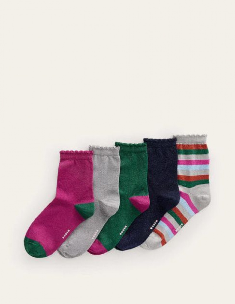 Metal Women's Boden 5-pack Sparkle Ankle Socks | 20643ZJYE