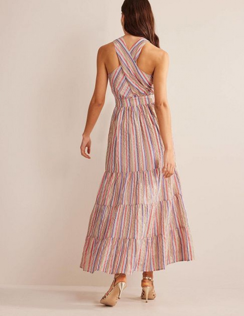 Metal Women's Boden Metallic Stripe Maxi Dress | 78531TCIK