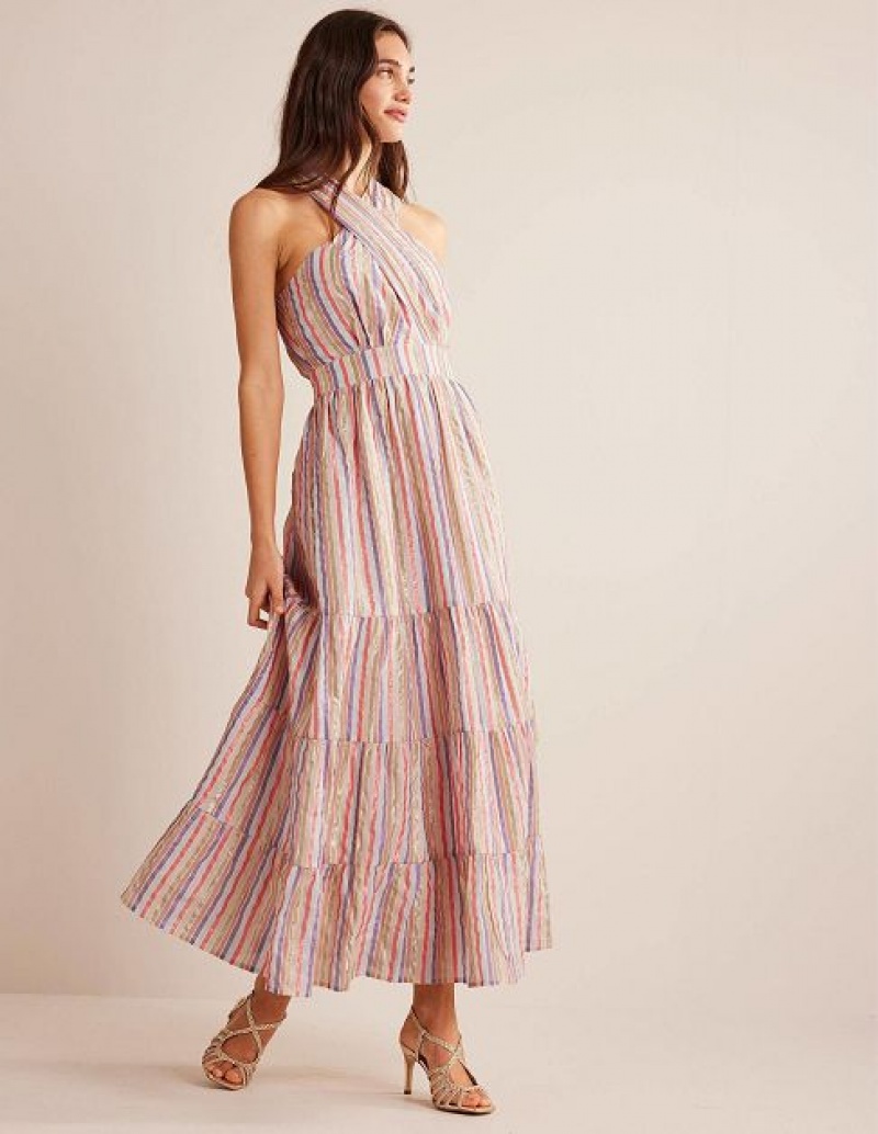 Metal Women's Boden Metallic Stripe Maxi Dress | 78531TCIK