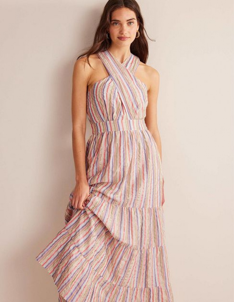 Metal Women\'s Boden Metallic Stripe Maxi Dress | 78531TCIK