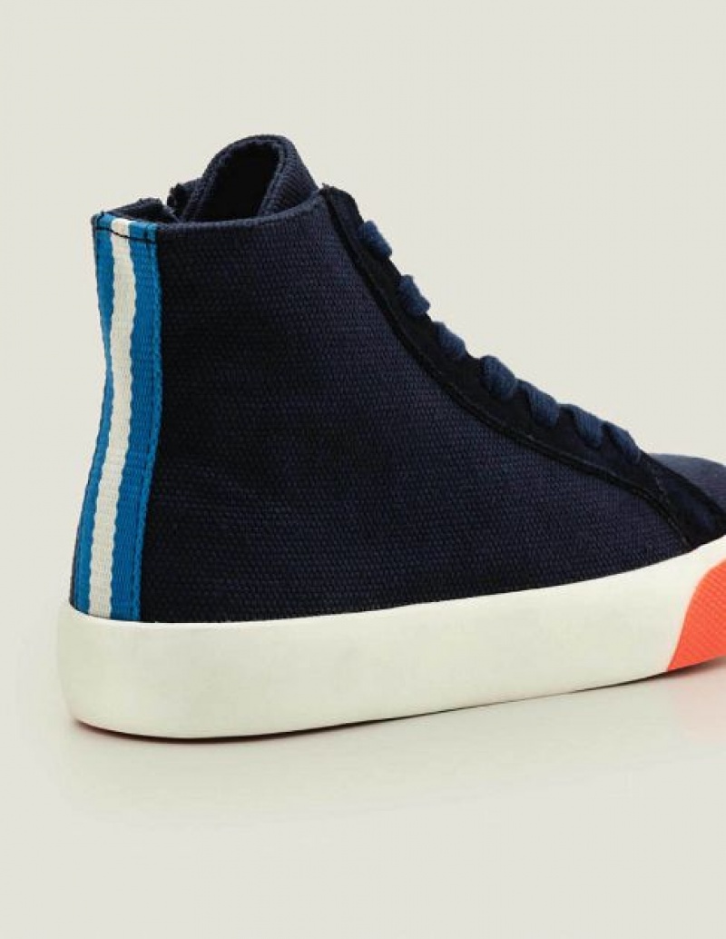 Navy Blue Kids' Boden Contrast Canvas High Tops | 48915IKHC