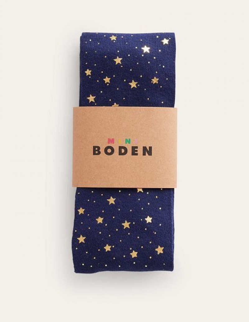 Navy Gold Kids' Boden Patterned Tights | 53721VLGY