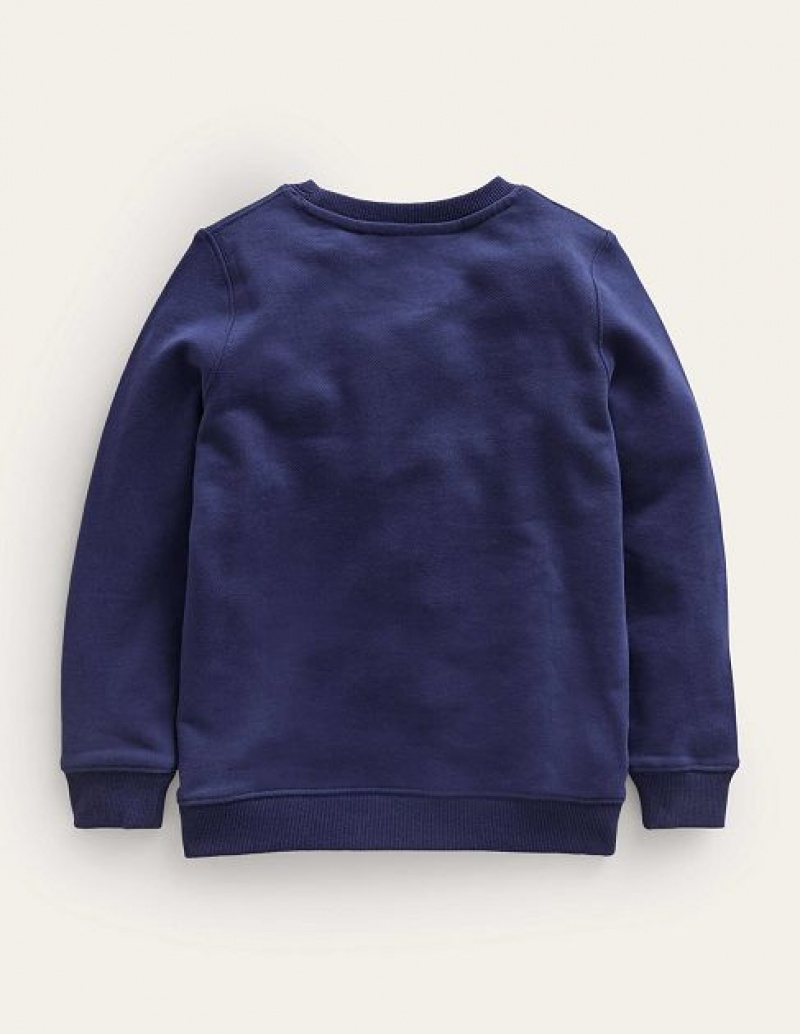 Navy Kids' Boden Applique Sweatshirts | 79803YIOF