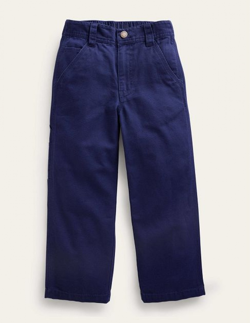 Navy Kids' Boden Canvas Carpenter Pants | 69745RQKG