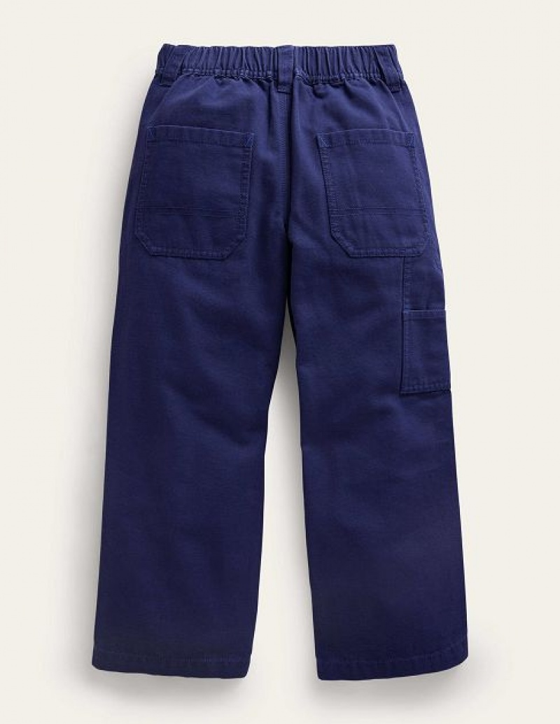 Navy Kids' Boden Canvas Carpenter Pants | 69745RQKG