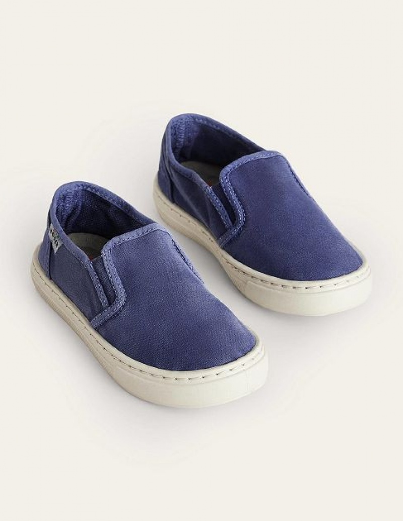 Navy Kids' Boden Canvas Slip Ons Sneakers | 17503PYXE