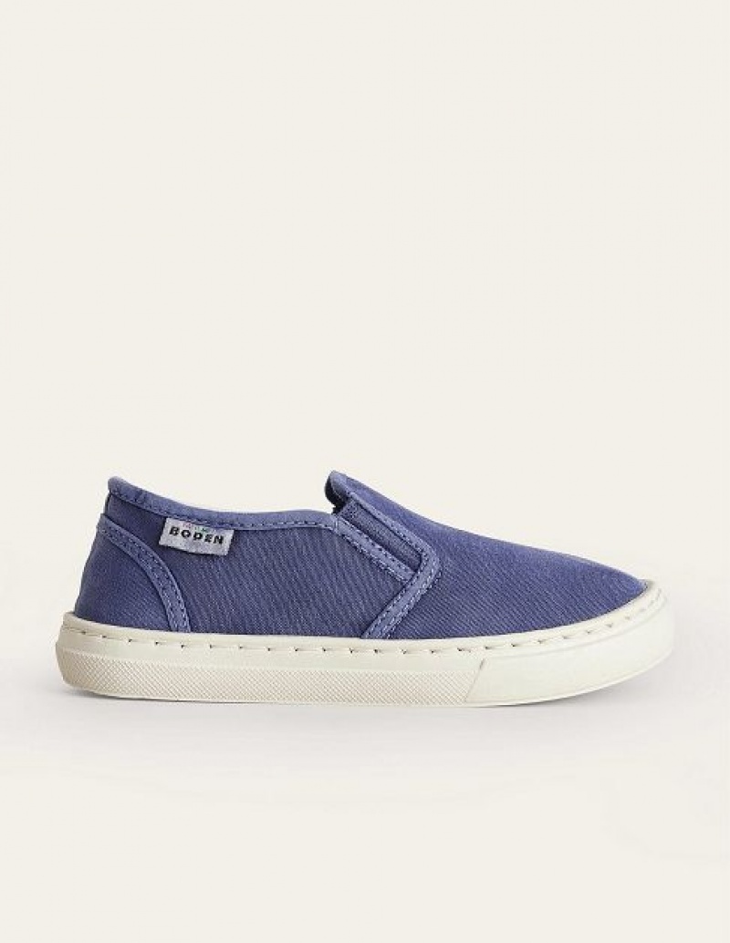 Navy Kids\' Boden Canvas Slip Ons Sneakers | 17503PYXE