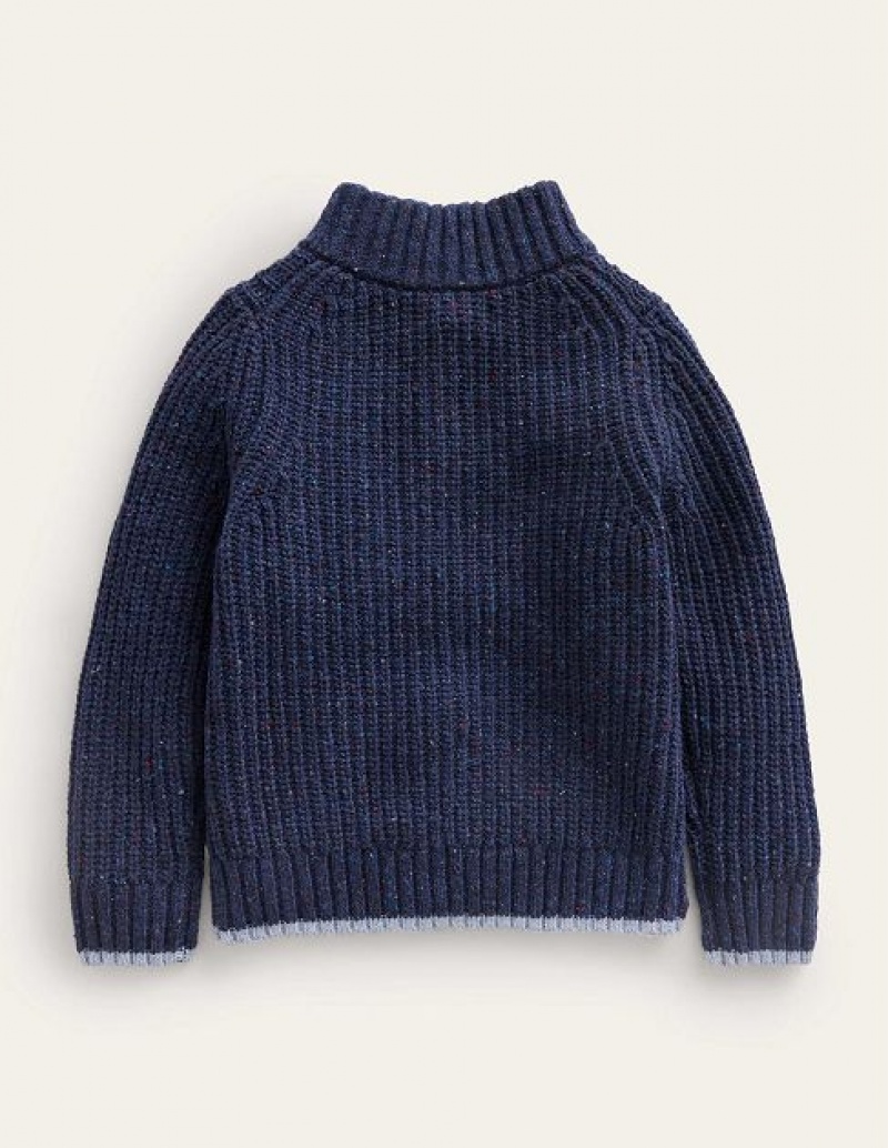 Navy Kids' Boden Chunky Half Zip Sweaters | 19432RGES