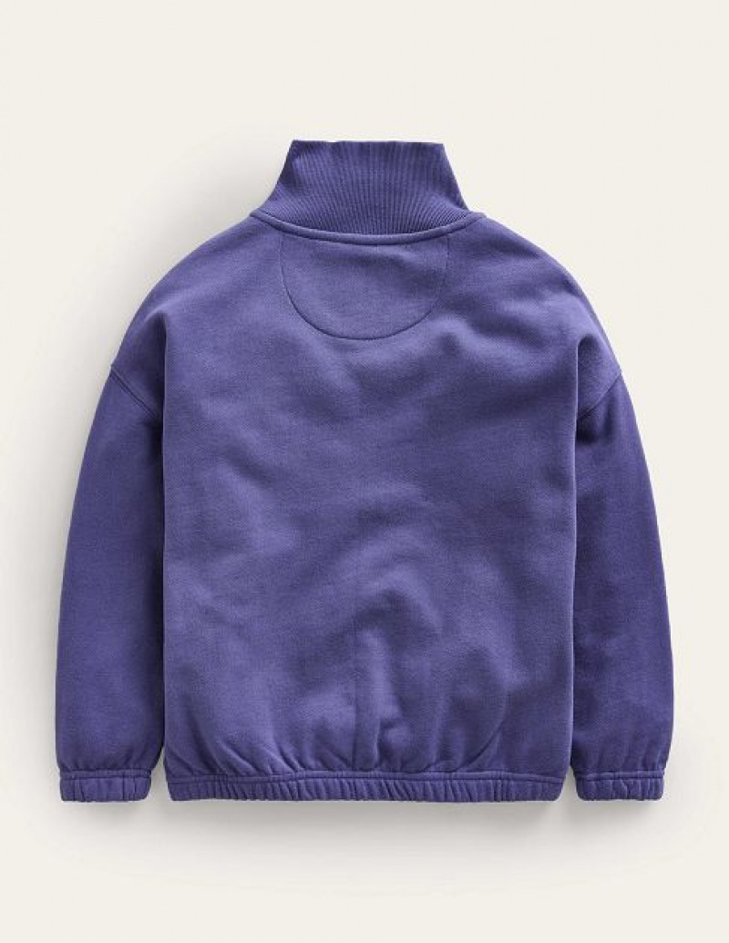 Navy Kids' Boden Colourblock Half Zip Sweaters | 87902FYQV