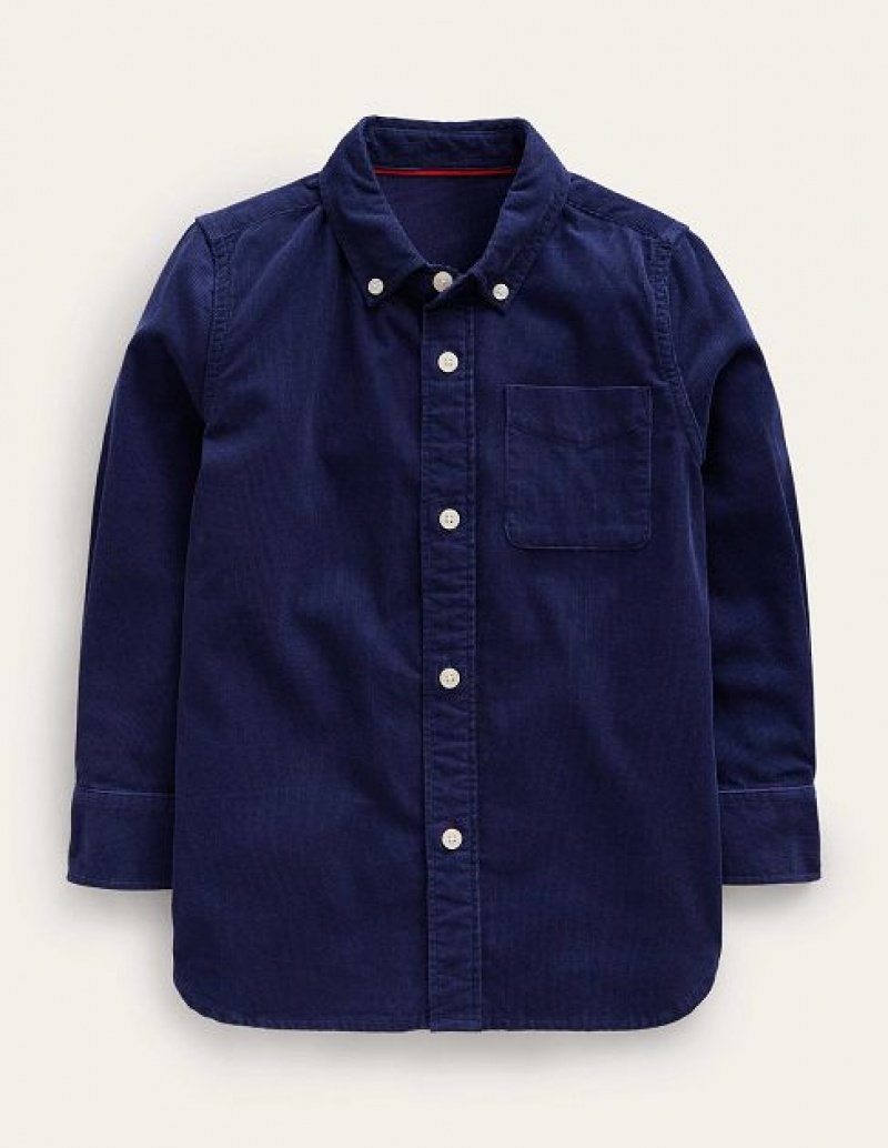 Navy Kids\' Boden Cord Shirts | 16250BQXZ